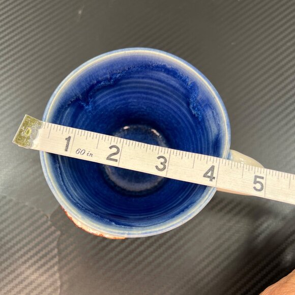 Blackbird Coffee Handmade Mug Glossy Wrens Nest Pottery Pot Shaped Cream Blue - Picture 7 of 9